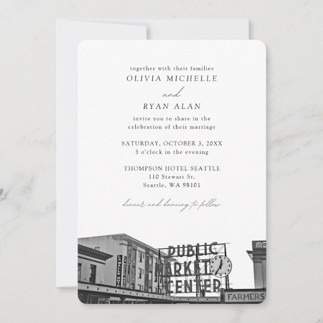 Invitation Mariage de Seattle Pikes personnalisés Place Photo (Devant)