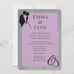Invitation Mariage de silhouette rustique Lavender Grey