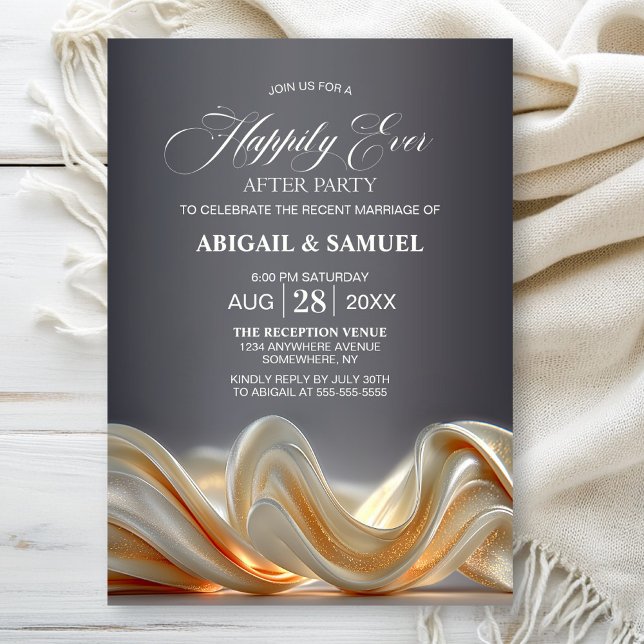 Invitation Mariage de soie d'or après la fête (Créateur téléchargé)