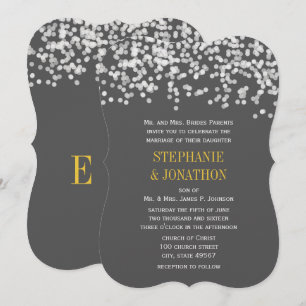 Invitation Mariage de soirée romantique gris et jaune