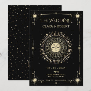 Invitation Mariage de soleil de tarot mystique magique