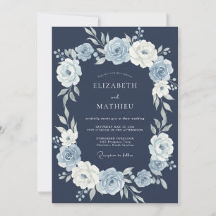 Invitation Mariage de solstice bleu marine