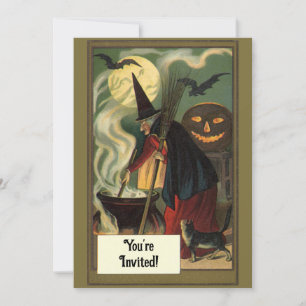 Invitation Mariage de sorcière Halloween vintage Fête de douc