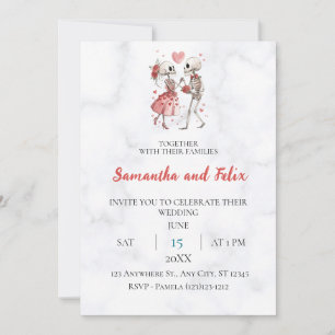 Invitation Mariage de squelette ballon marbre