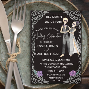 Invitation Mariage de squelette d'Halloween jusqu'à ce que la