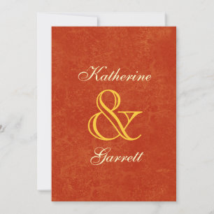 Invitation Mariage de style moderne orange et or A026