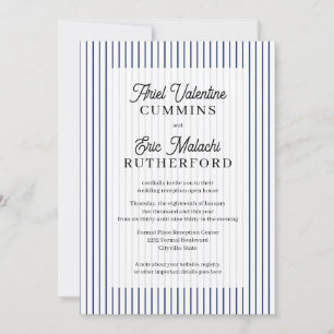 Invitation Mariage de style rustique avec rayures bleues coup