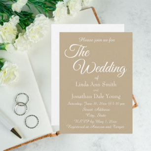 Invitation Mariage de style simple kaki