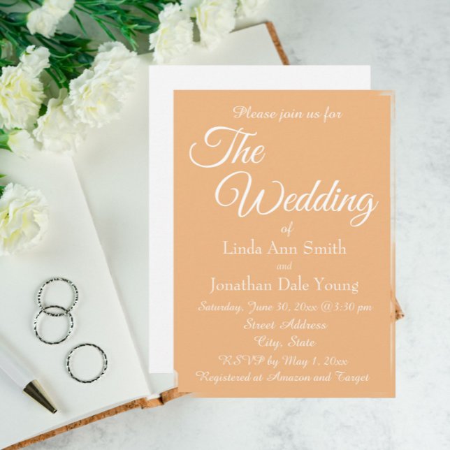 Invitation Mariage de style simple Peach (In Situ Wedding)