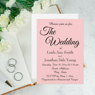 Invitation Mariage de style simple rose pâle