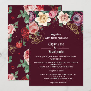 Invitation Mariage de style victorien vintage avec fleurs bor