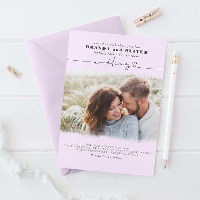 Invitation Mariage de superposition de photo violet de lumièr (Créateur téléchargé)