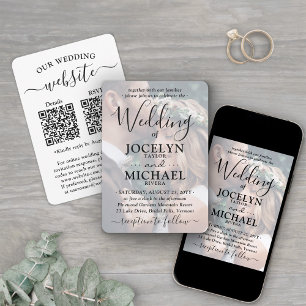 Invitation Mariage de superposition photo tout-en-un QR petit