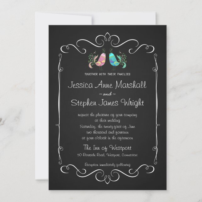 Invitation Mariage de tableau de bord des loodles (Devant)