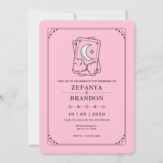 Invitation Mariage de tarot rose (Devant)