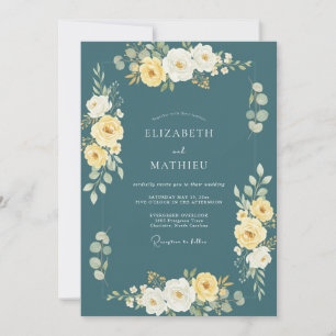 Invitation Mariage de teinte radiante sarcelle et nature