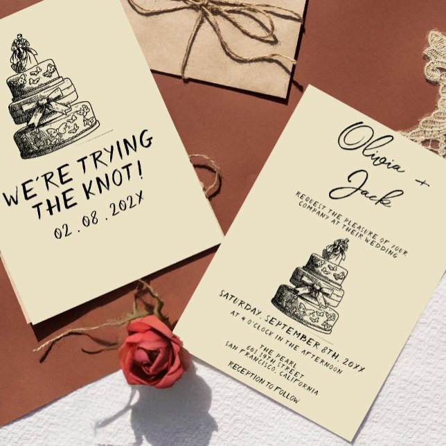 Invitation Mariage de tendance Quirky écrit à la main rétro (Créateur téléchargé)