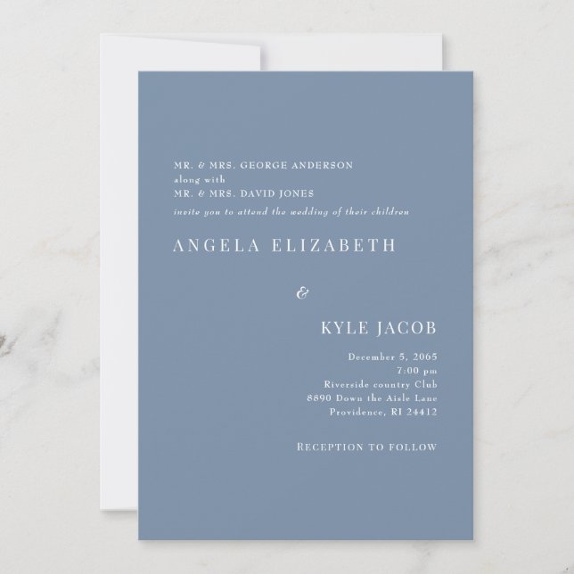 Invitation Mariage de texte blanc simple et élégant (Devant)