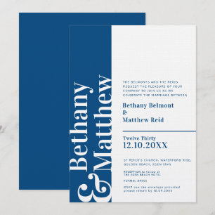 Invitation Mariage de texte minimaliste en bleu foncé