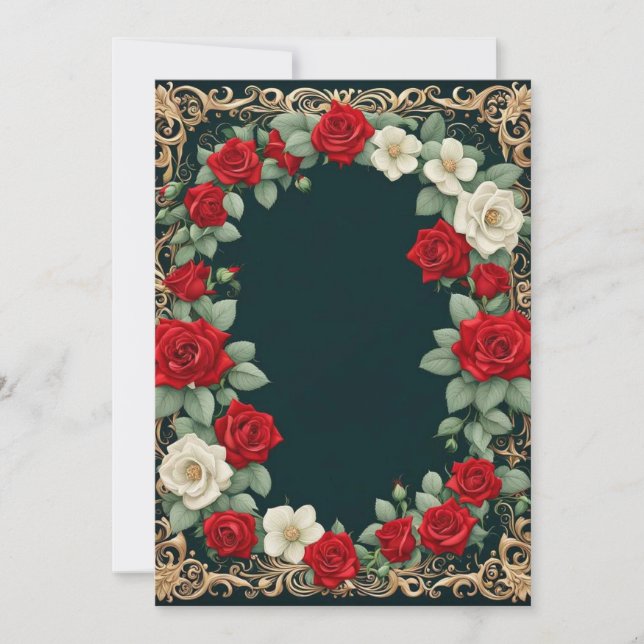 Invitation Mariage de texte personnalisé Roses blanches et ro (Devant)