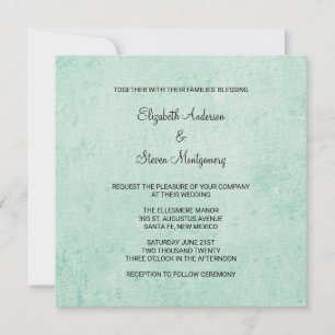 Invitation Mariage de texture de papier Vintage Mint Green