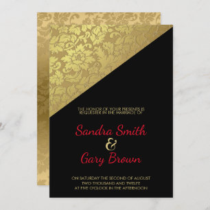 Invitation Mariage de texture or floral Damask