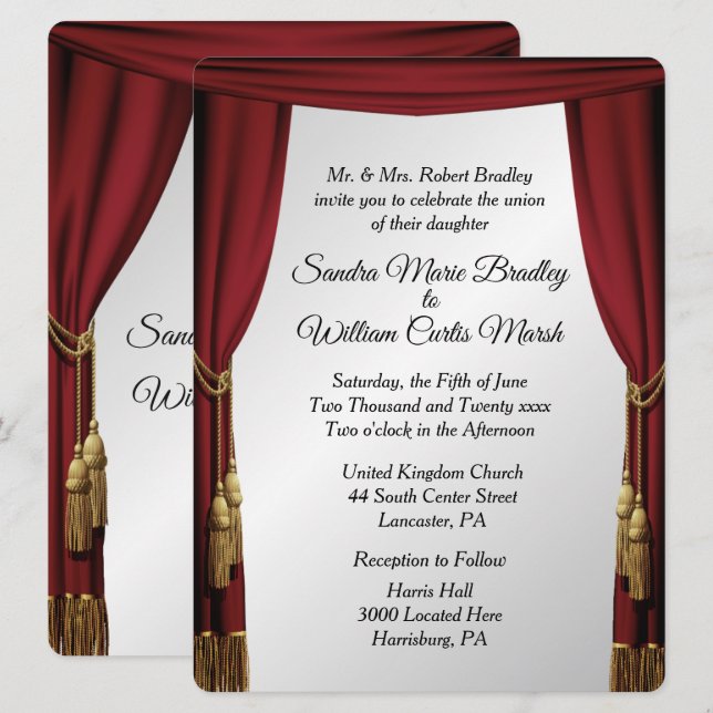 Invitation Mariage de thème de cinéma écran Silver (Devant / Derrière)