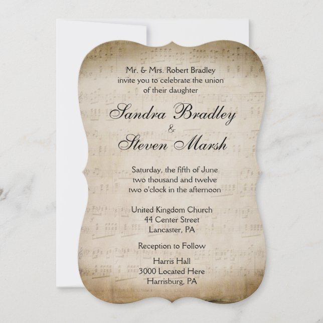 Invitation Mariage de thème musical (Devant)