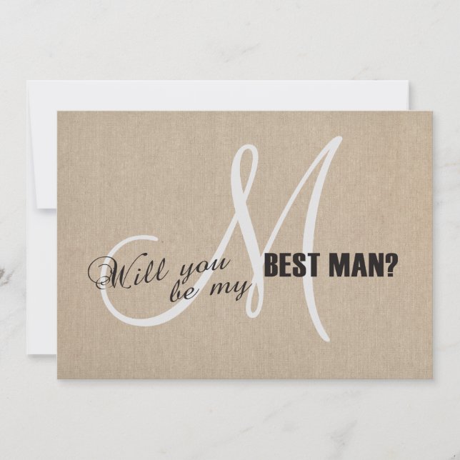 Invitation Mariage de toile en lin rustique Soyez mon meilleu (Devant)