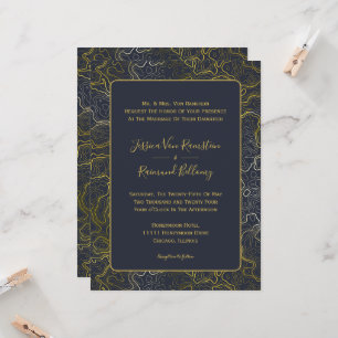 Invitation Mariage de topographie or
