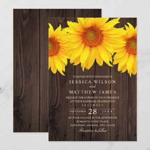 Invitation Mariage de tournesol d'automne Rustic Country Barn