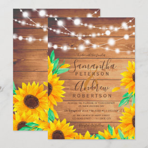 Invitation mariage de tournesol en bois d'orange rustique