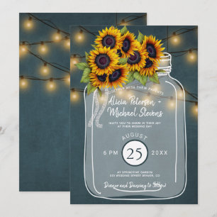 Invitation Mariage de tournesol en carton rustique