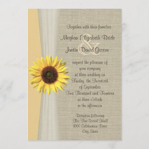 Invitation Mariage de tournesol et de burlap