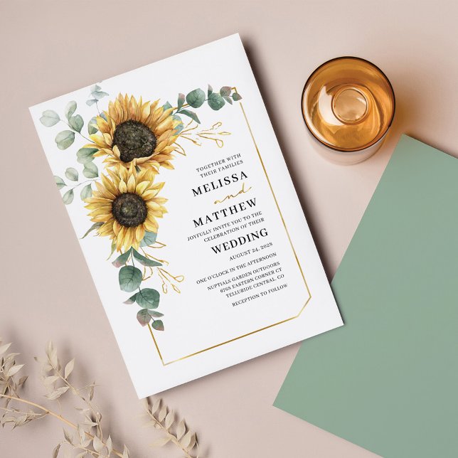 Invitation Mariage de tournesol floral botanique Eucalyptus (Créateur téléchargé)