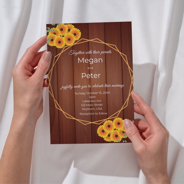 Invitation Mariage de tournesol rustique (Créateur téléchargé)