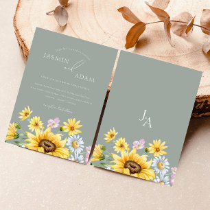 Invitation Mariage de tournesol vert de l'été Sage
