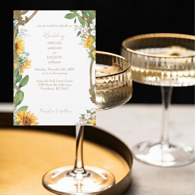 Invitation Mariage de tournesol vintage (Créateur téléchargé)