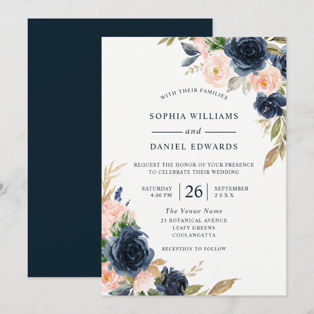 Invitation Mariage de toutes les saisons de la marine et de l (Devant / Derrière)
