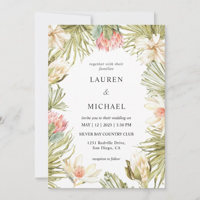 Invitation Mariage de trame africaine personnalisé blanc rose (Devant)