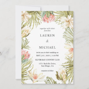 Invitation Mariage de trame africaine personnalisé blanc rose