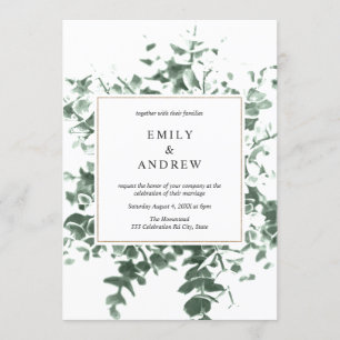 Invitation Mariage de trame aurifère Feuille Eucalyptus