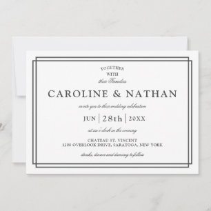 Invitation Mariage de trame classique blanc simple et élégant