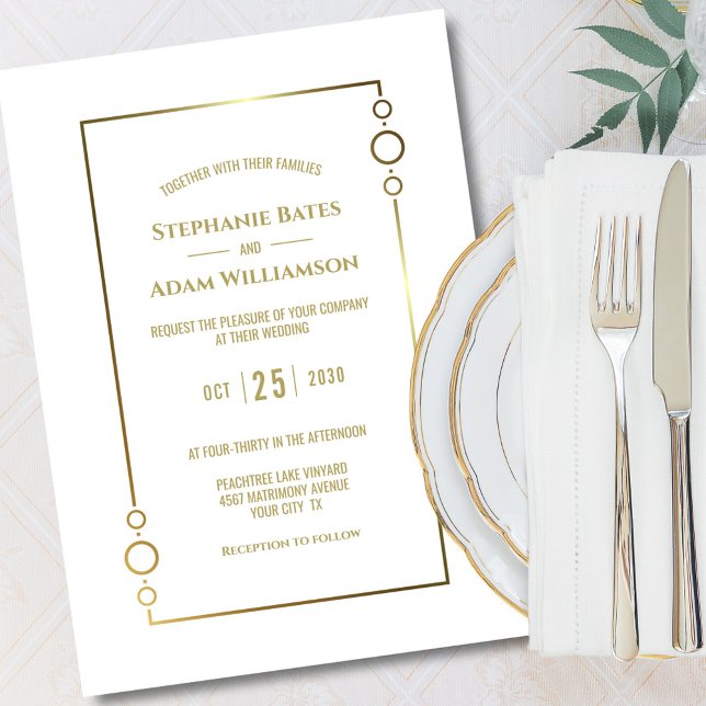 Invitation Mariage de trame or moderne (Créateur téléchargé)