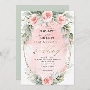 Invitation Mariage de trame or Roses Roses Roses Roses Rose