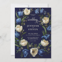Mariage de tulipe bleu et blanc de la marine roman