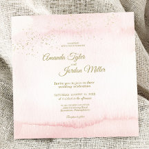 Mariage de type Carré Pink Watercolor Gold