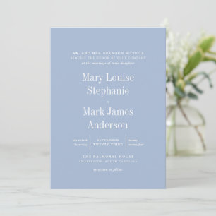Invitation Mariage de typographie bleu français