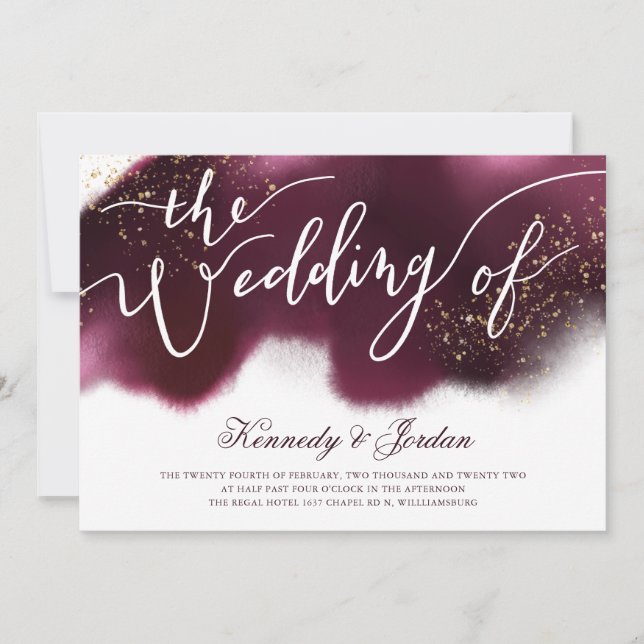 Invitation Mariage de typographie de la Parties scintillant d (Devant)
