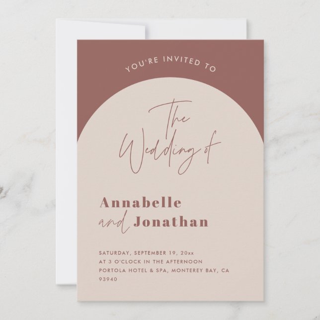 Invitation Mariage de typographie de l'arche moderne rouille  (Devant)
